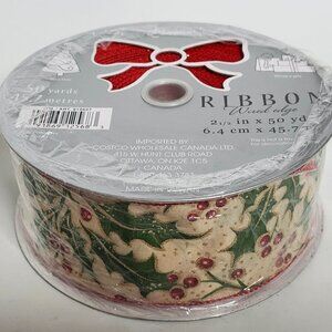 HOLIDAY Berwick Wreath Bow Ribbon 50 Yards Wired Ribbon BNIP Holly Berries